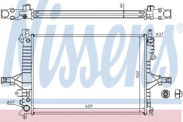 Радіатор VOLVO S60(00-)2.0 T(+)[OE 36000487] Nissens (65553A) - зображення 1