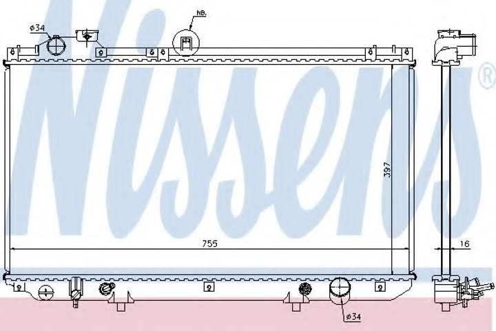 Радиатор LS GS 300[OE 16400-46570] Nissens (64762) - изображение 1