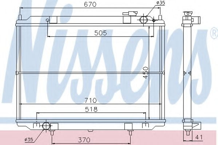 Радіатор NS KING CAB D22(98-)2.5 TD(+)[OE 21410-2S710] Nissens (67356) - зображення 1