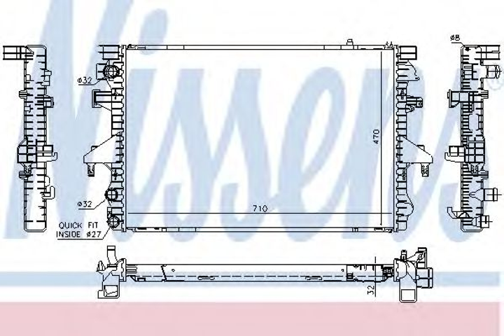 Радіатор VW MULTIVAN(03-)1.9 TDi(+)[OE 7H0.121.253 F] Nissens (65282A) - зображення 1