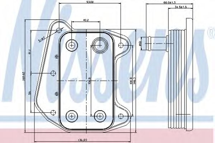 Масл.рад. MB C W 203(00-)C 200 CDI(+)[OE 611 188 03 01] Nissens (90622) - зображення 1