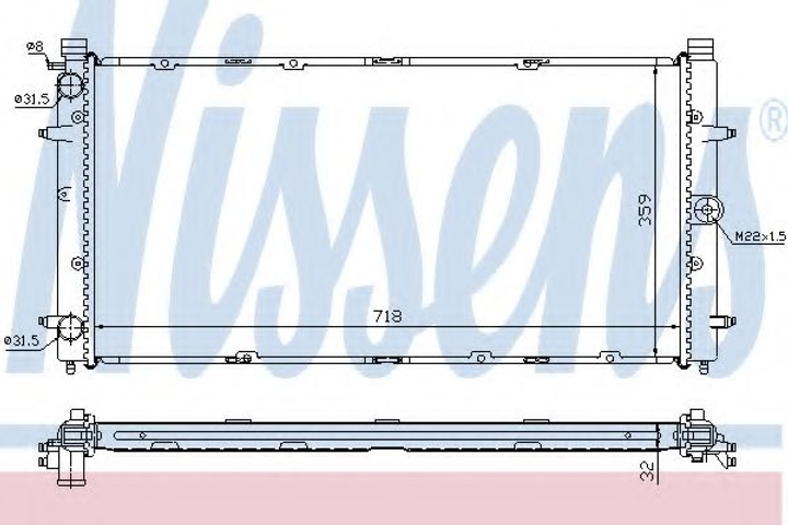 Радіатор VW TRANSPORTER T4(90-)1.8 i(+)[OE 701.121.253 M] Nissens (65273A) - зображення 1