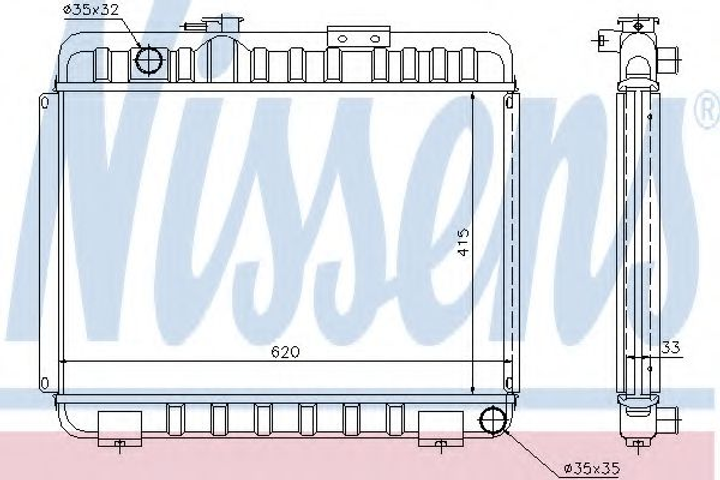 Радиатор MB 207 D(77-)2.4 D(+)[OE 601 500 06 03] Nissens (62581) - изображение 1