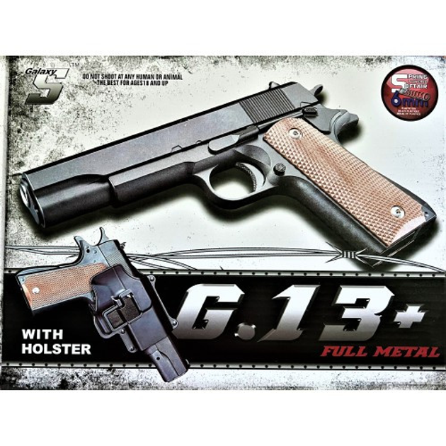 Дитячий пістолет "Colt M1911 Classic" Galaxy G13+ Метал-пластик з кобурою чорний - зображення 1