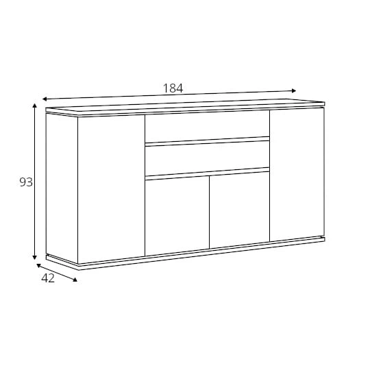 Комод Yamael Black Red White 184x93x42 (S570-KOM4D2S) 161291
