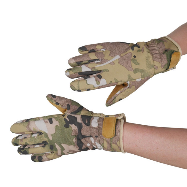 Тактические штурмовые зимние перчатки для ВСУ Softshell мультикам L - изображение 1