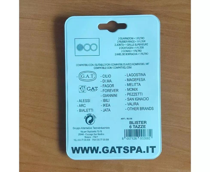 Прокладки для гейзерной кофеварки GAT на 6 чашек – фото, отзывы ...