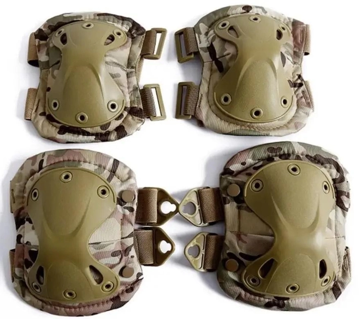 Тактический комплект наколенники и налокотники, военные тактические защитные наколенники Цвет Мультикам - изображение 1