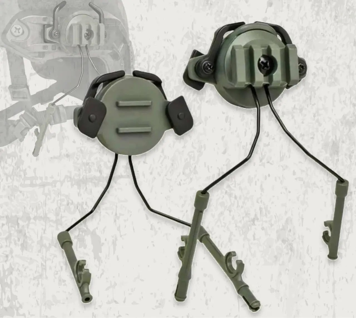 Кріплення для тактичних активних навушників на шолом fast адаптер Олива для тактичних активних навушників - зображення 1