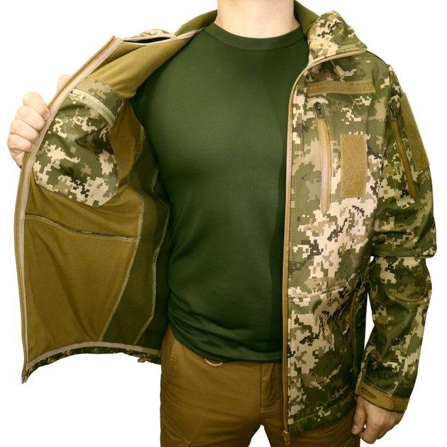 Куртка тактическая Soft Shell демисезонная размер S пиксель - изображение 2