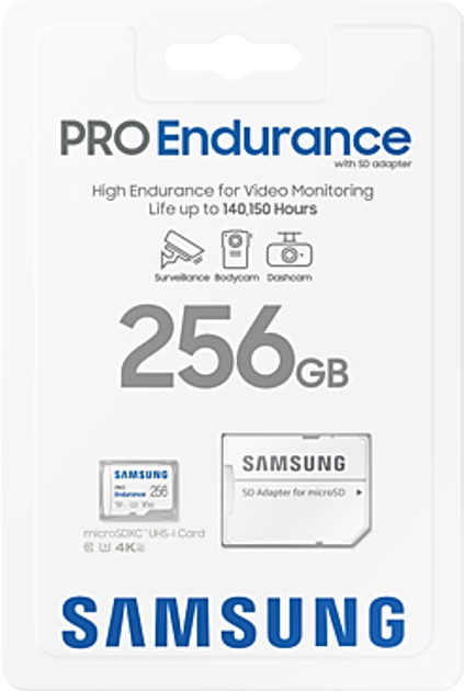 Карта пам'яті Samsung PRO Endurance microSDXC 256GB Class 10 UHS-I U3 V30 + SD адаптер (MB-MJ256KA/EU) - зображення 8