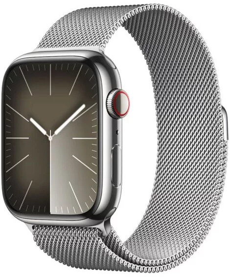 Смарт-годинник Apple Watch Series 9 GPS + Cellular 45mm Silver Stainless Steel Case with Silver Milanese Loop (MRMQ3) - зображення 1
