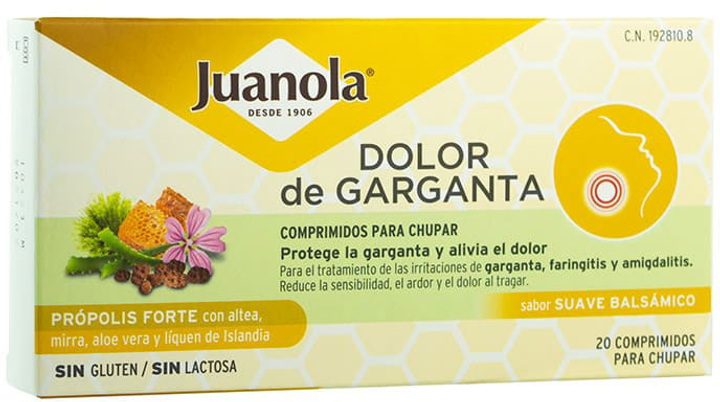 Lek na ból gardła Juanola Própolis Forte 20 Comprimidos Para Chupar (8470001928108) - obraz 1