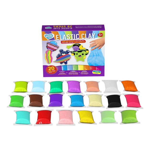 Набор для лепки с воздушным пластилином Elastic Clay TM Lovin 70140, 20 ...