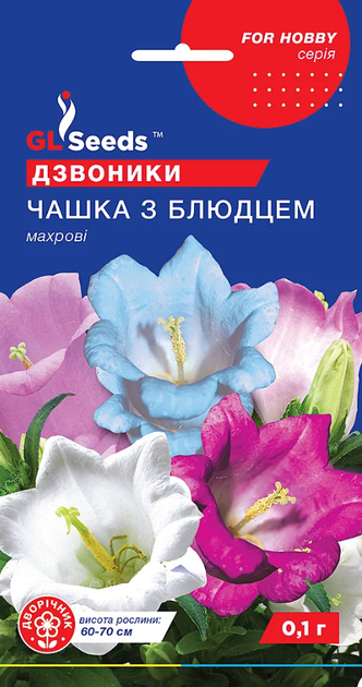 Насіння - Дзвоники Чашка з блюдцем, махрові, 0,1 г. - Фото 1 Насіння - Дзвоники Чашка з блюдцем, махрові, 0,1 г. - зображення 1