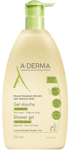 Żel pod prysznic A-Derma Atopic Skin Bath Gel 750 ml (8411047103951) - obraz 1