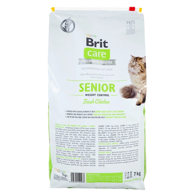 Беззерновий сухий корм Brit Care Cat Senior Weight Control для кішок від 7 років для підтримки ваги 7 кг - Фото 2 Беззерновий сухий корм Brit Care Cat Senior Weight Control для кішок від 7 років для підтримки ваги 7 кг - зображення 2