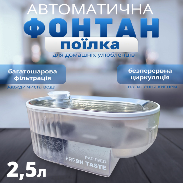 Автоматична поїлка-фонтан PAPIFEED для собак та котів 2.5 л (PF028) - зображення 2