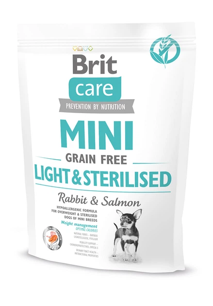 Сухий беззерновий корм з кроликом та лососем Brit Care Mini Light & Sterilised для собак мініатюрних порід з надмірною вагою або стерилізованих 0,4 кг (8595602521074) - зображення 6
