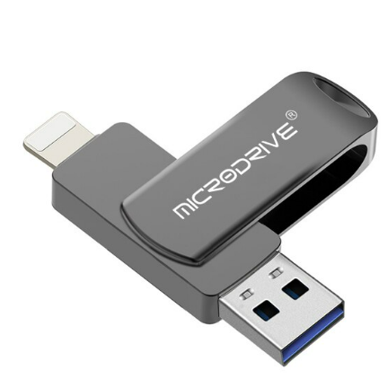 Флешка металлическая 2в1 256ГБ USB-Lightning для Apple iPhone, iPad, компьютера Microdrive A2 256GB Черный - изображение 2