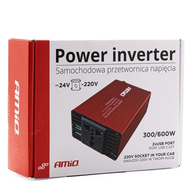 Преобразователь напряжения AMiO PI04 24В/230В 300Вт/600Вт 2xUSB - Фото 6 Преобразователь напряжения AMiO PI04 24В/230В 300Вт/600Вт 2xUSB - изображение 6