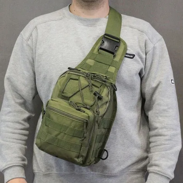 Нагрудна Сумка-Слінг на 8 л хакі / Рюкзак однолямний Cordura 1000D 53 х 22 х 18 см - зображення 1