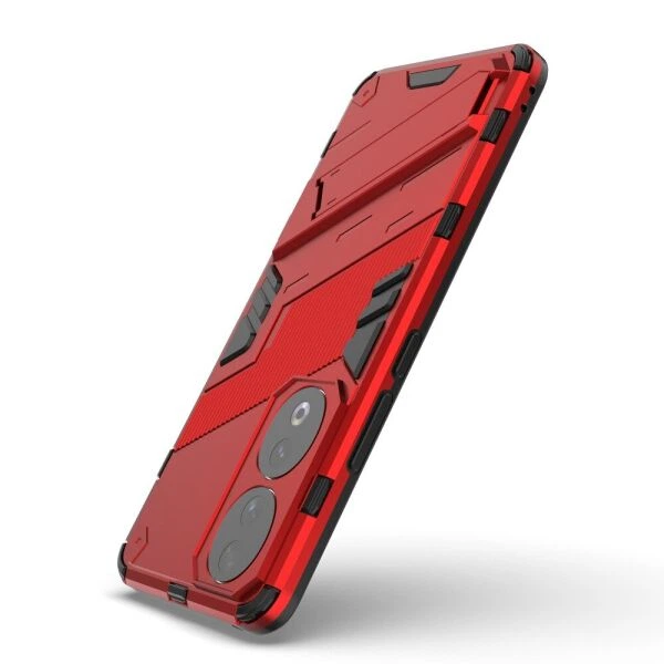 Защитный чехол с подставкой Deexe Bibercas для Honor 90 - Red - изображение 4
