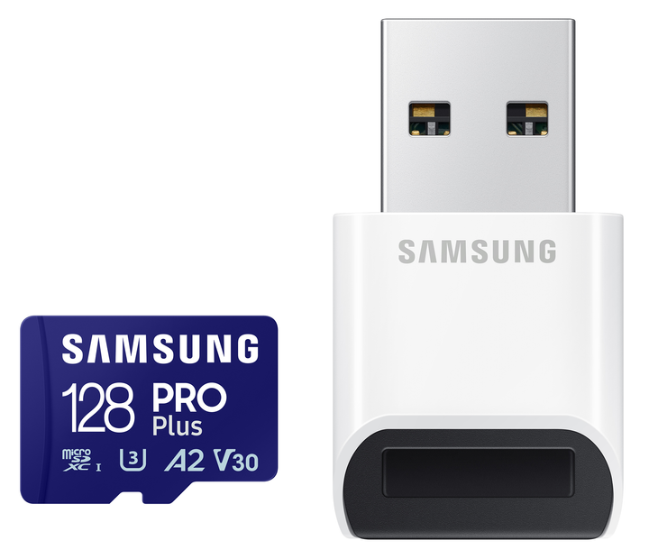 Karta pamięci Samsung Pro Plus SDXC 128GB Class 10 UHS-I U3 V30 + czytnik (MB-MD128SB/WW) - obraz 1