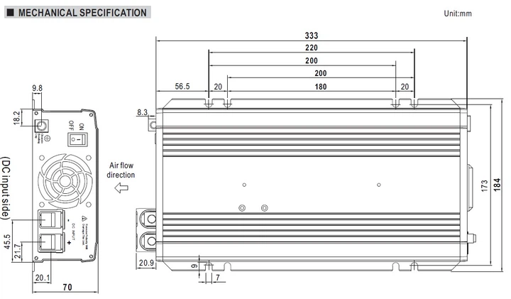 Инвертор MEAN WELL NTS-1200-248EU (1200 Вт, 48 В / 230) чистый синус - изображение 3