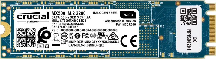 Накопитель SSD 250GB Crucial MX500 M.2 SATAIII TLC 3D NAND (CT250MX500SSD4) - Фото 1 Накопитель SSD 250GB Crucial MX500 M.2 SATAIII TLC 3D NAND (CT250MX500SSD4) - изображение 1