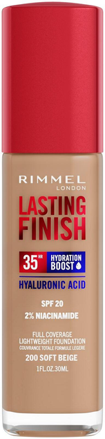 Тональна основа Rimmel Lasting Finish Hydration Boost 35 H 200 Soft Beige 30 мл (3616304825101) - зображення 1