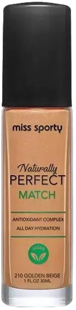 Тональна основа Miss Sporty Naturally Perfect Match 210 Golden Beige 30 мл (3616303417666) - зображення 1