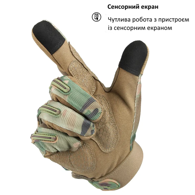 Перчатки Тактические с Пальцами Порезозащитные Противоскользящие ClefersTac Fury размер XL - Мультикам (60230781XL) - изображение 2