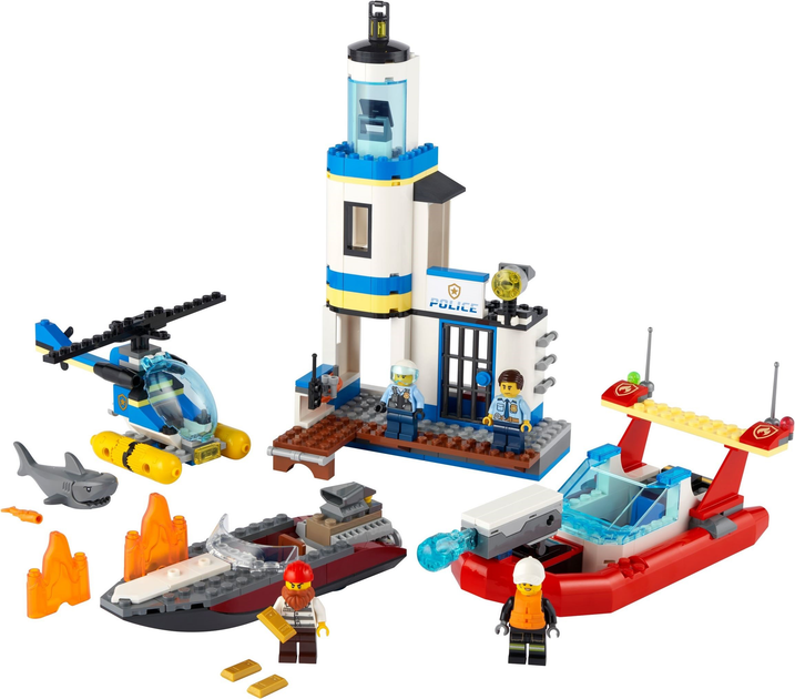 Zestaw klocków LEGO City Akcja nadmorskiej policji i strażaków 297 elementów (60308) - obraz 9