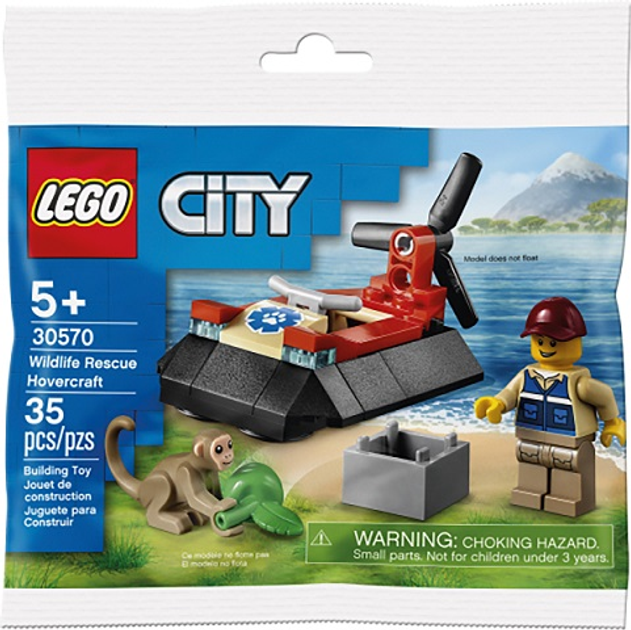 Zestaw klocków LEGO City Poduszkowiec do ratowania dzikich zwierząt 31 element (30570) - obraz 1