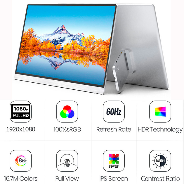 Монитор портативный 161FCJ / 16.1 '' / IPS / 1920x1080 / Type-C / HDMI / jack 3.5 мм / второй экран - изображение 3