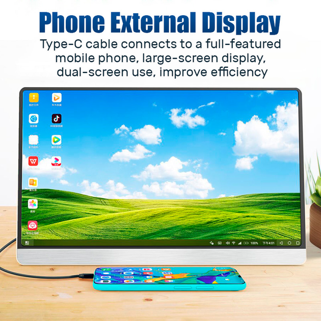 Монитор портативный 161FCJ / 16.1 '' / IPS / 1920x1080 / Type-C / HDMI / jack 3.5 мм / второй экран - изображение 4