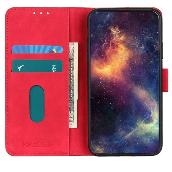 Чехол-книжка с застежкой KHAZNEH Retro Wallet для Honor 90 - Red - изображение 3
