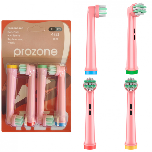 Дитячі насадки ProZone сумісні із зубною щіткою ORAL-B/Braun - PRO-X Kids (4шт) Рожеві - зображення 2