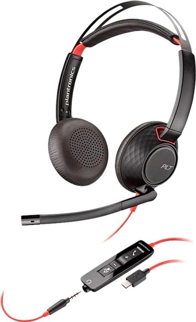 Słuchawki Plantronics Poly BlackWire 5220, C5220, USB-C, WW Black (207586-201) - obraz 1