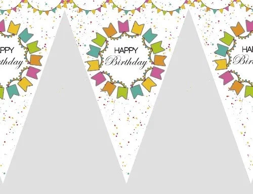 Прапорці Вимпели Паперові Happy Birthday Кольорові Прапорці У Колі|Білий - Фото 1 Прапорці Вимпели Паперові Happy Birthday Кольорові Прапорці У Колі|Білий - зображення 1