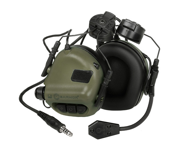 Навушники тактичні активні Earmor EM-M32H-M3-FG for Helmet-Mount Olive - зображення 1