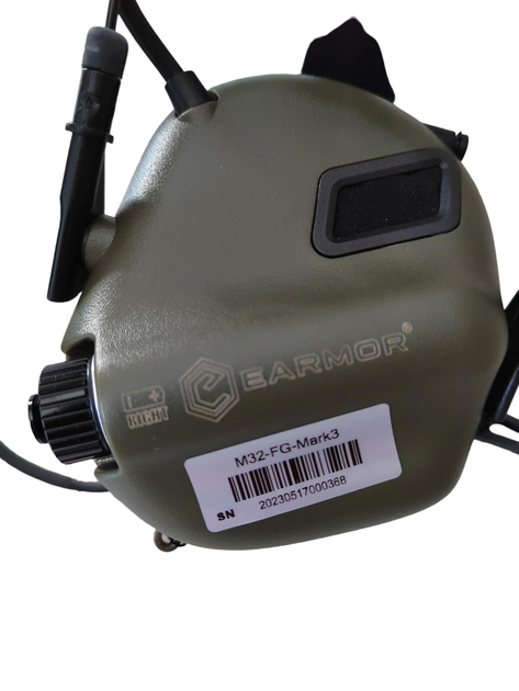 Навушники тактичні активні захисні Earmor EM-M32-Mark3-FG IP67 Olive Mil-Std - зображення 2