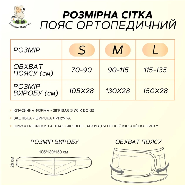 Пояс согревающе-поддерживающий из собачьей шерсти Доктор Шерсть Ортопедический L (115-135 см) 11502-L-ДШ - изображение 12