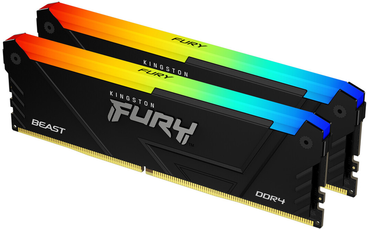 Оперативная память Kingston Fury DDR4-2666 32768MB PC4-21328 (Kit of 2x16384) Beast RGB 1Rx8 Black (KF426C16BB2AK2/32) - изображение 1