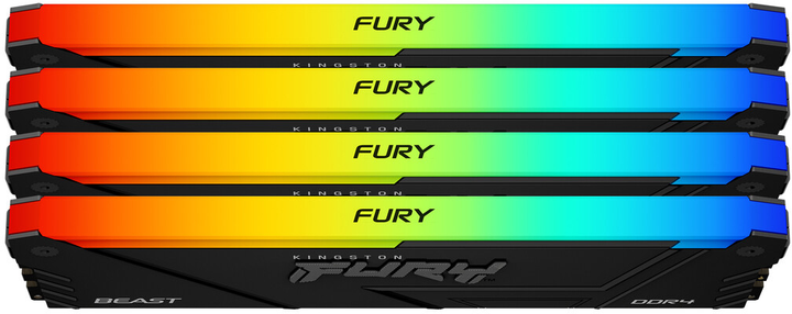 Оперативная память Kingston Fury DDR4-3200 32768MB PC4-25600 (Kit of 4x8192) Beast RGB 1Rx8 Black (KF432C16BB2AK4/32) - изображение 2