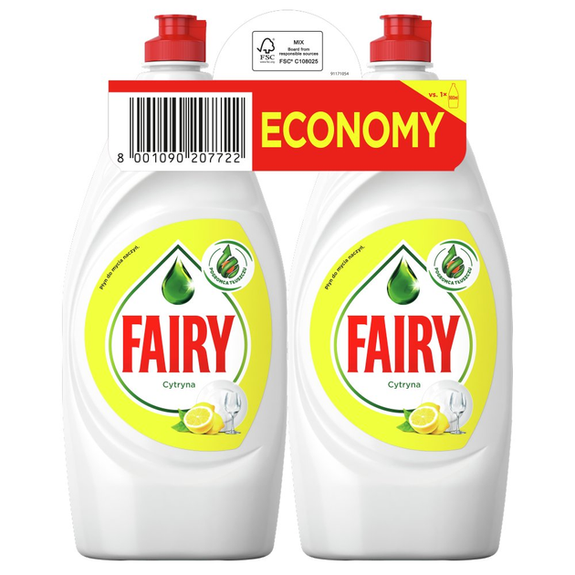 Płyn do mycia naczyń Fairy Lemon 2 x 900 ml (8001090207722) - obraz 1