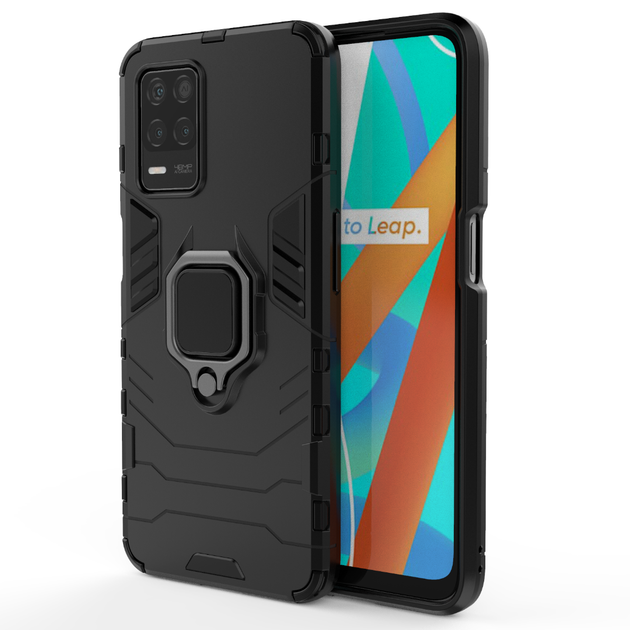 Чехол Fiji Ring для Realme 8 5G / V13 5G / Q3 5G / Q3 бронированный бампер с кольцом подставкой черный - Фото 2 Чехол Fiji Ring для Realme 8 5G / V13 5G / Q3 5G / Q3 бронированный бампер с кольцом подставкой черный - изображение 2