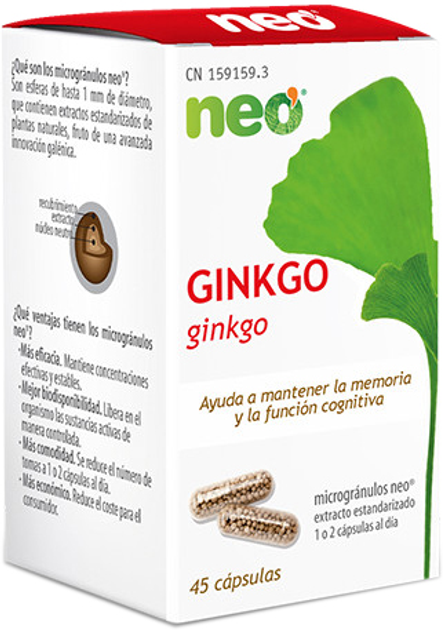 Дієтична добавка Neo Ginkgo Biloba Microgranules 45 капсул (8436036590048) - зображення 1