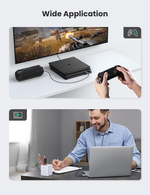 Внешняя звуковая карта UGREEN CM383 Audio Adapter USB 2.0 to 3.5mm Grey (80864) - изображение 6